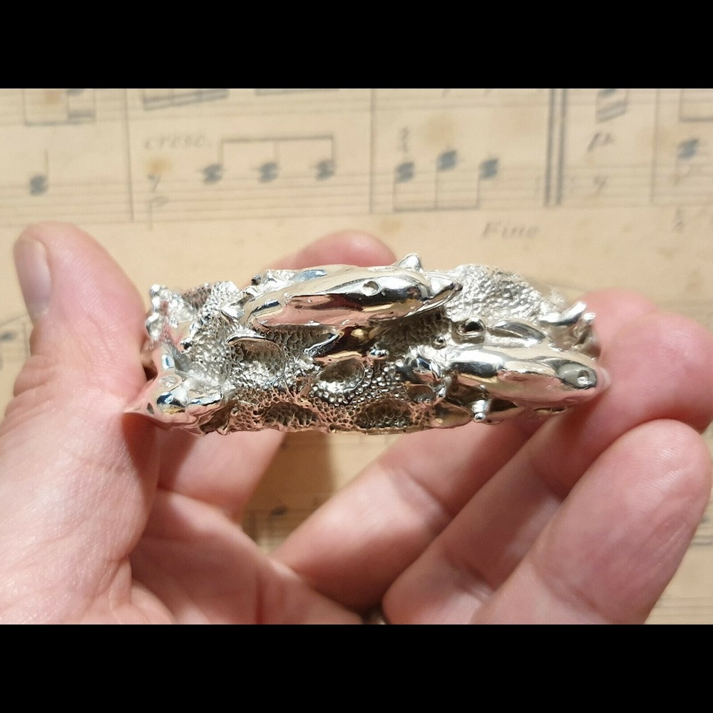 Mexican Solid Sterling Silver Bracelet Dolphins - image 3